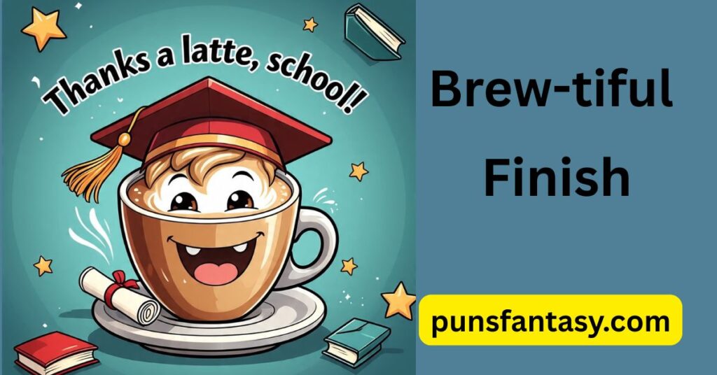 smiling coffee cup wearing a grduation cap not quote
