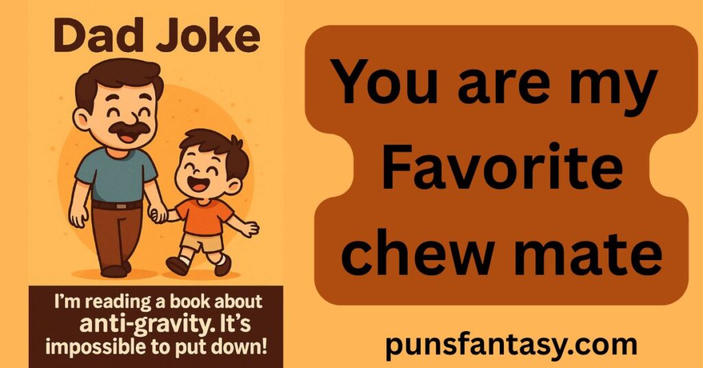 cartoon dad and son laughing together and saying funny dad jokes